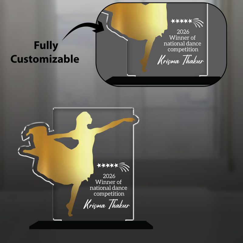 Winner Of Dance Competition Personalized Best Dancer Award  Dance Achievement Recognition Gift for Dancers, Students & Teacher  UV Printed Acrylic Award Trophy